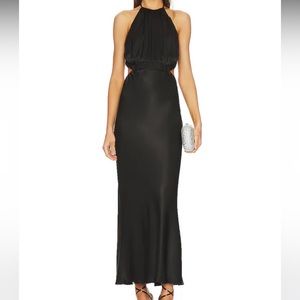 NWT Shona Joy - Ruched Open Back Halter Midi Dress